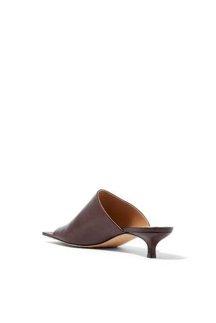Stretch 40 Leather Kitten Mules